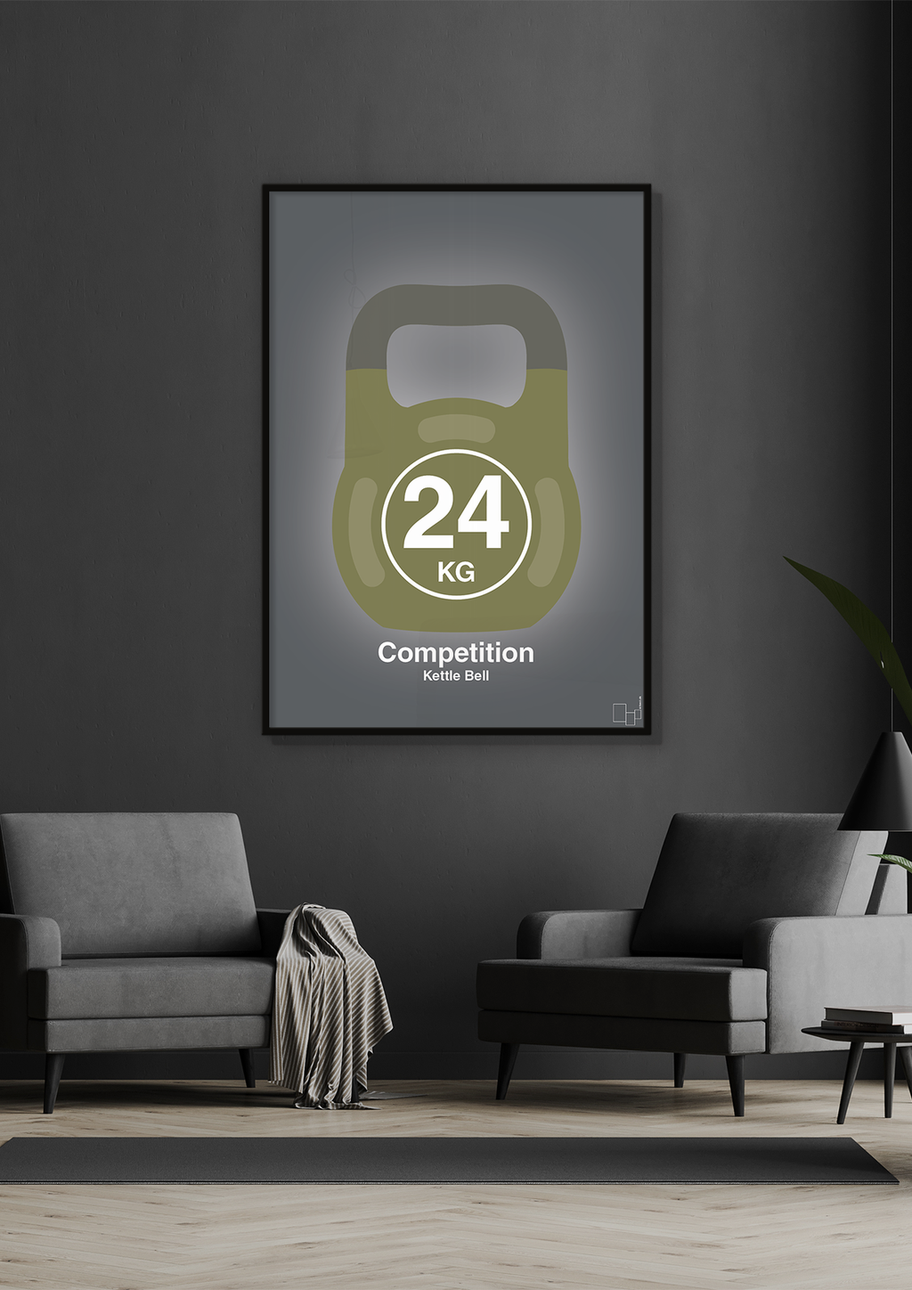 plakat: kettle bell 24 kg - competition color - honeycomb-Fitness-A1two3
