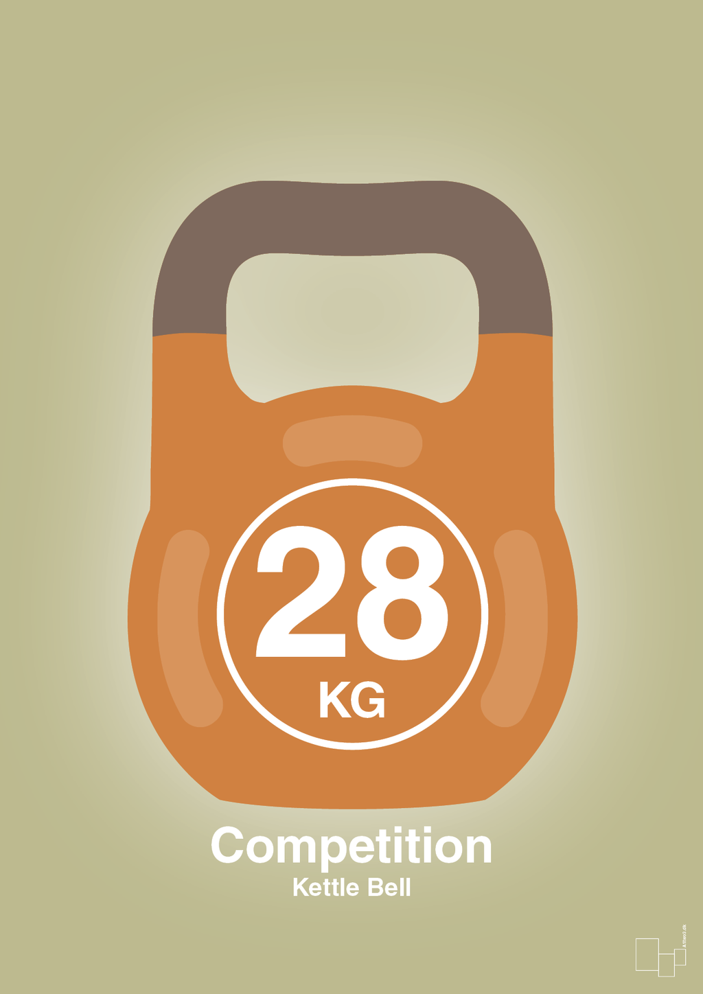 plakat: kettle bell 28 kg - competition color - back to nature-Fitness-A1two3
