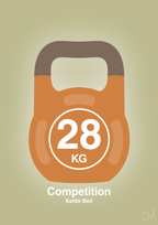plakat: kettle bell 28 kg - competition color - back to nature-Fitness-A1two3