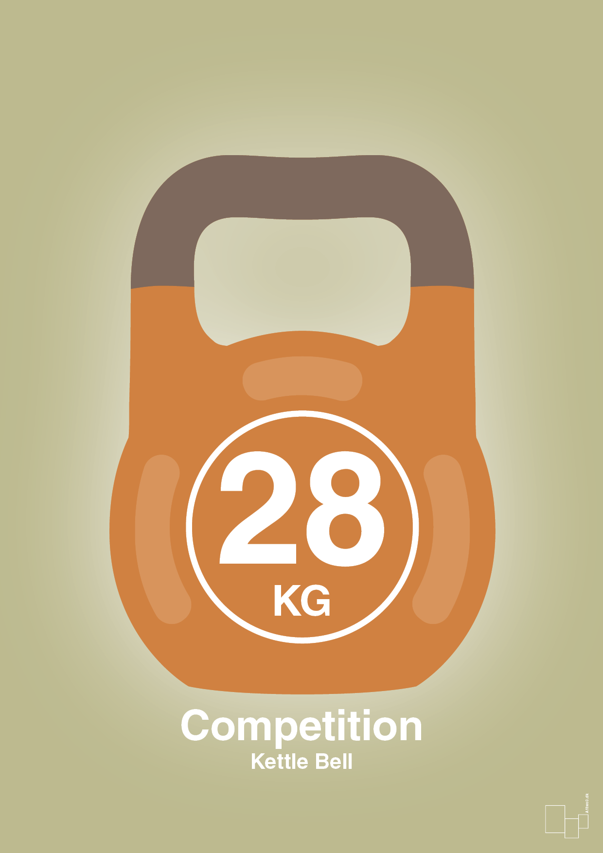 plakat: kettle bell 28 kg - competition color - back to nature-Fitness-A1two3