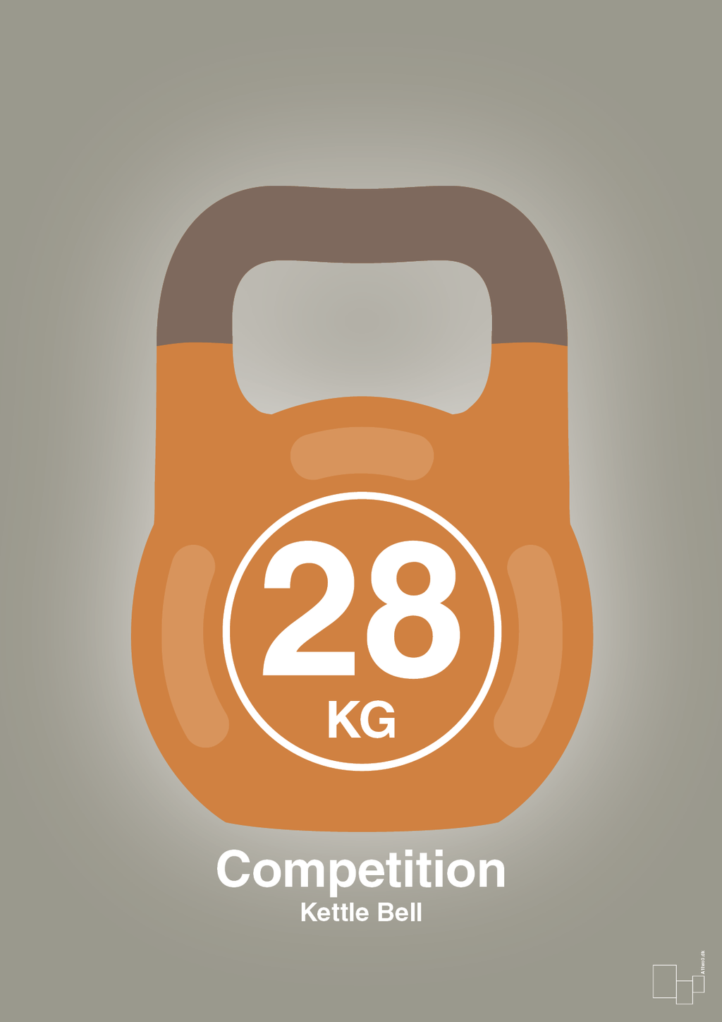 plakat: kettle bell 28 kg - competition color - battleship gray-Fitness-A1two3