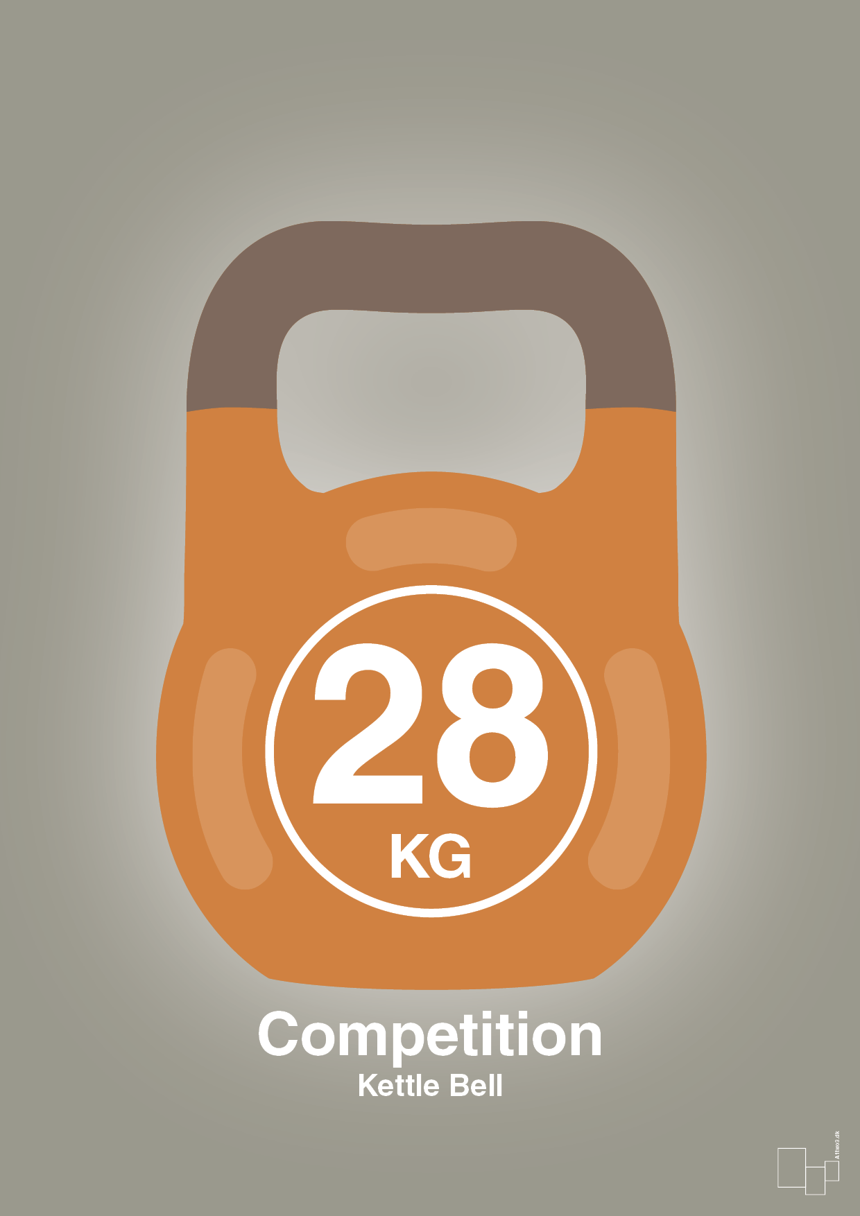 plakat: kettle bell 28 kg - competition color - battleship gray-Fitness-A1two3