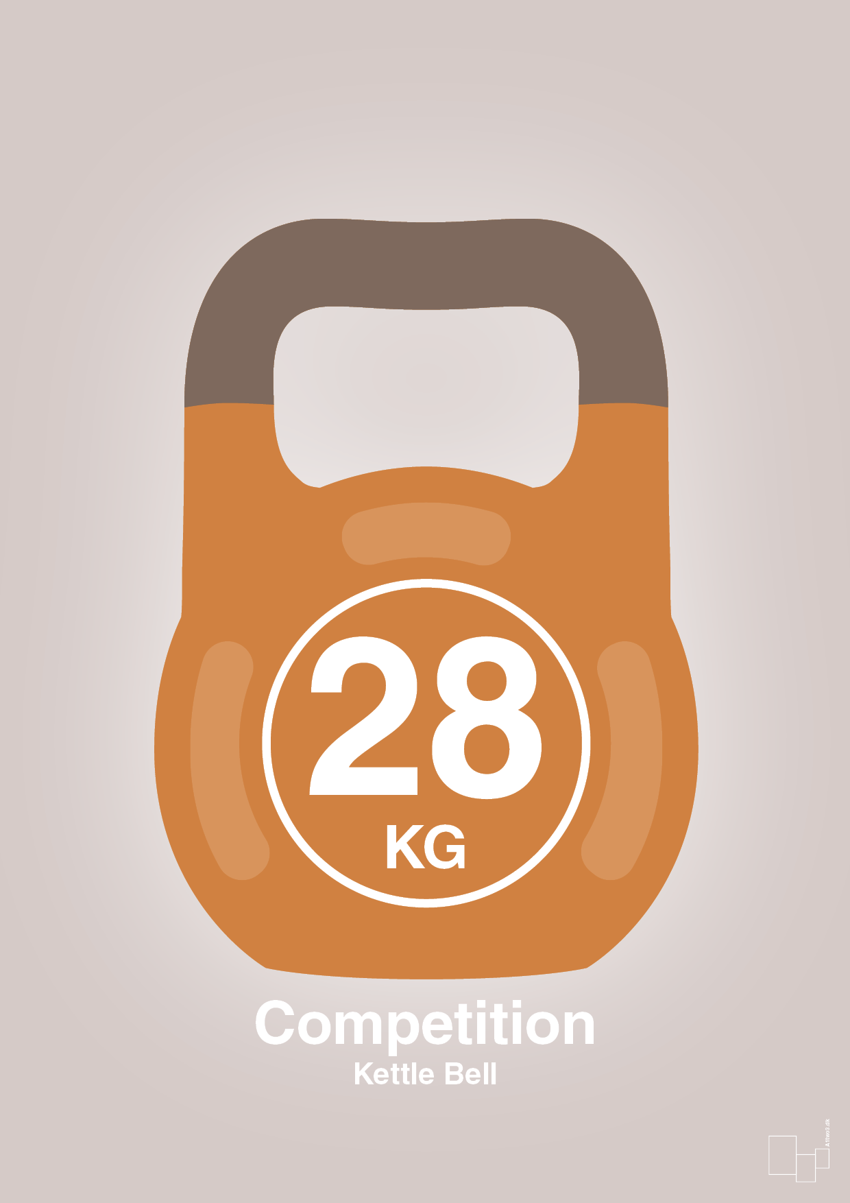 plakat: kettle bell 28 kg - competition color - broken beige-Fitness-A1two3