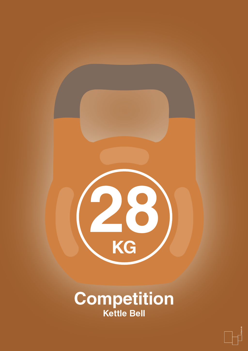 plakat: kettle bell 28 kg - competition color - cognac-Fitness-A1two3