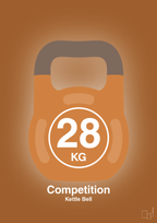 plakat: kettle bell 28 kg - competition color - cognac-Fitness-A1two3