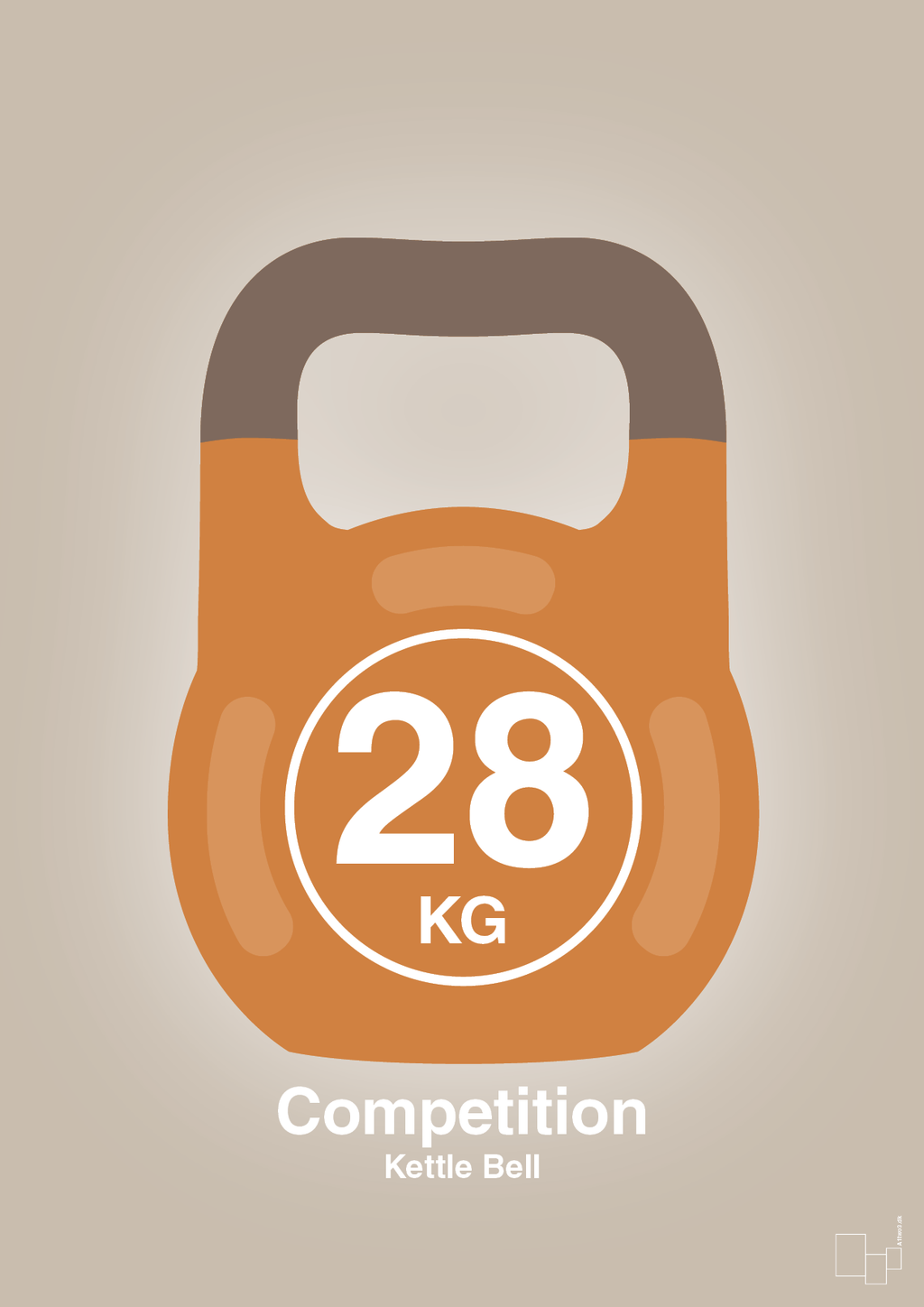 plakat: kettle bell 28 kg - competition color - creamy mushroom-Fitness-A1two3