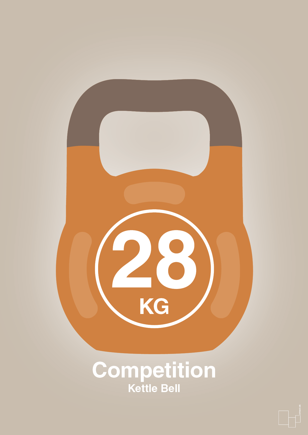 plakat: kettle bell 28 kg - competition color - creamy mushroom-Fitness-A1two3