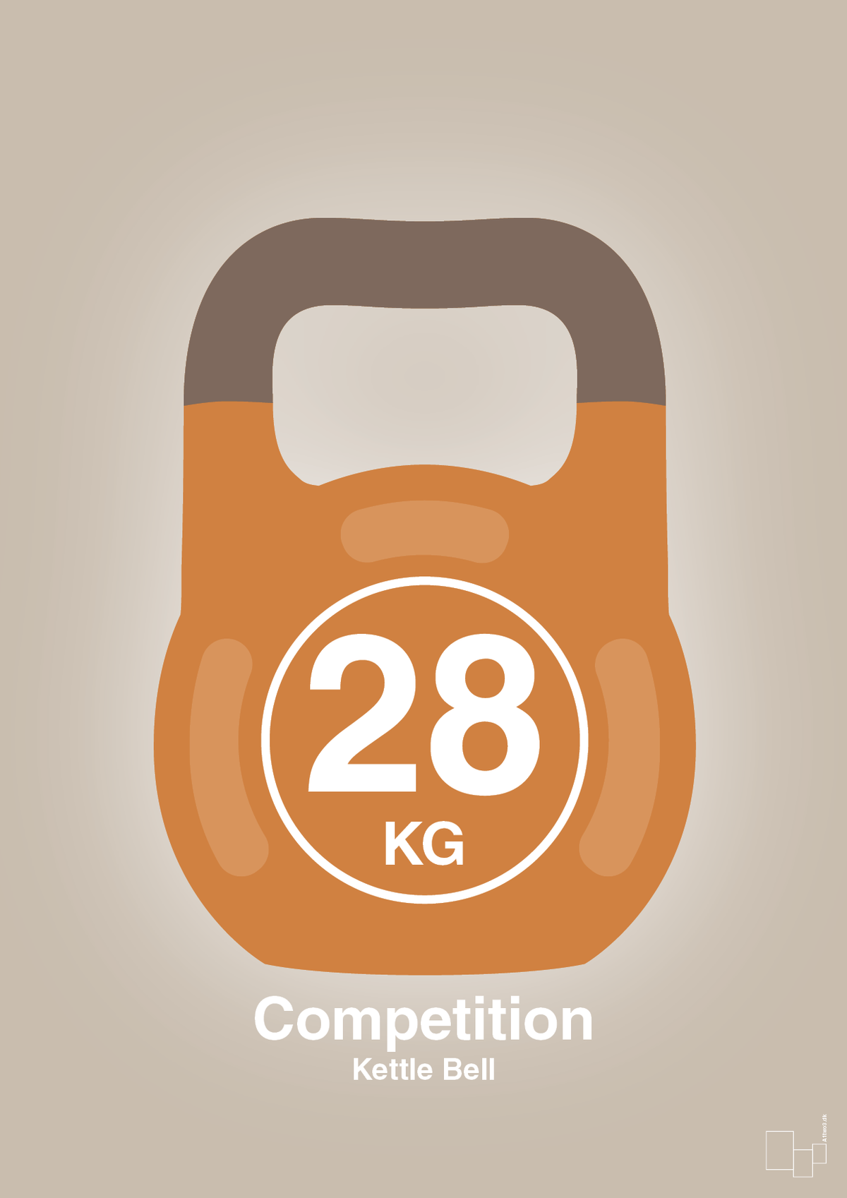 plakat: kettle bell 28 kg - competition color - creamy mushroom-Fitness-A1two3