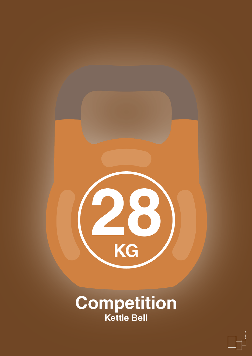 plakat: kettle bell 28 kg - competition color - dark brown-Fitness-A1two3