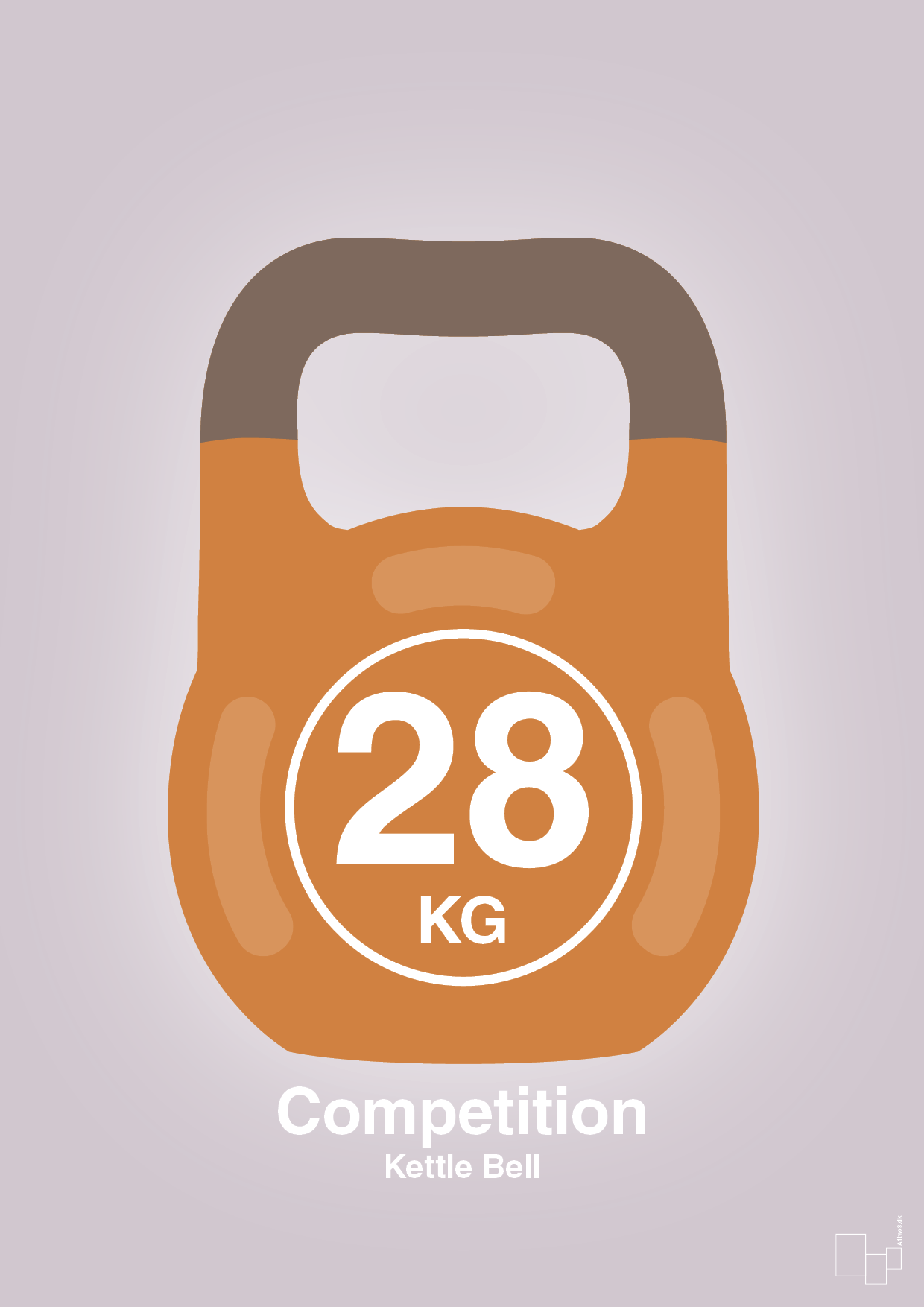 plakat: kettle bell 28 kg - competition color - dusty lilac-Fitness-A1two3