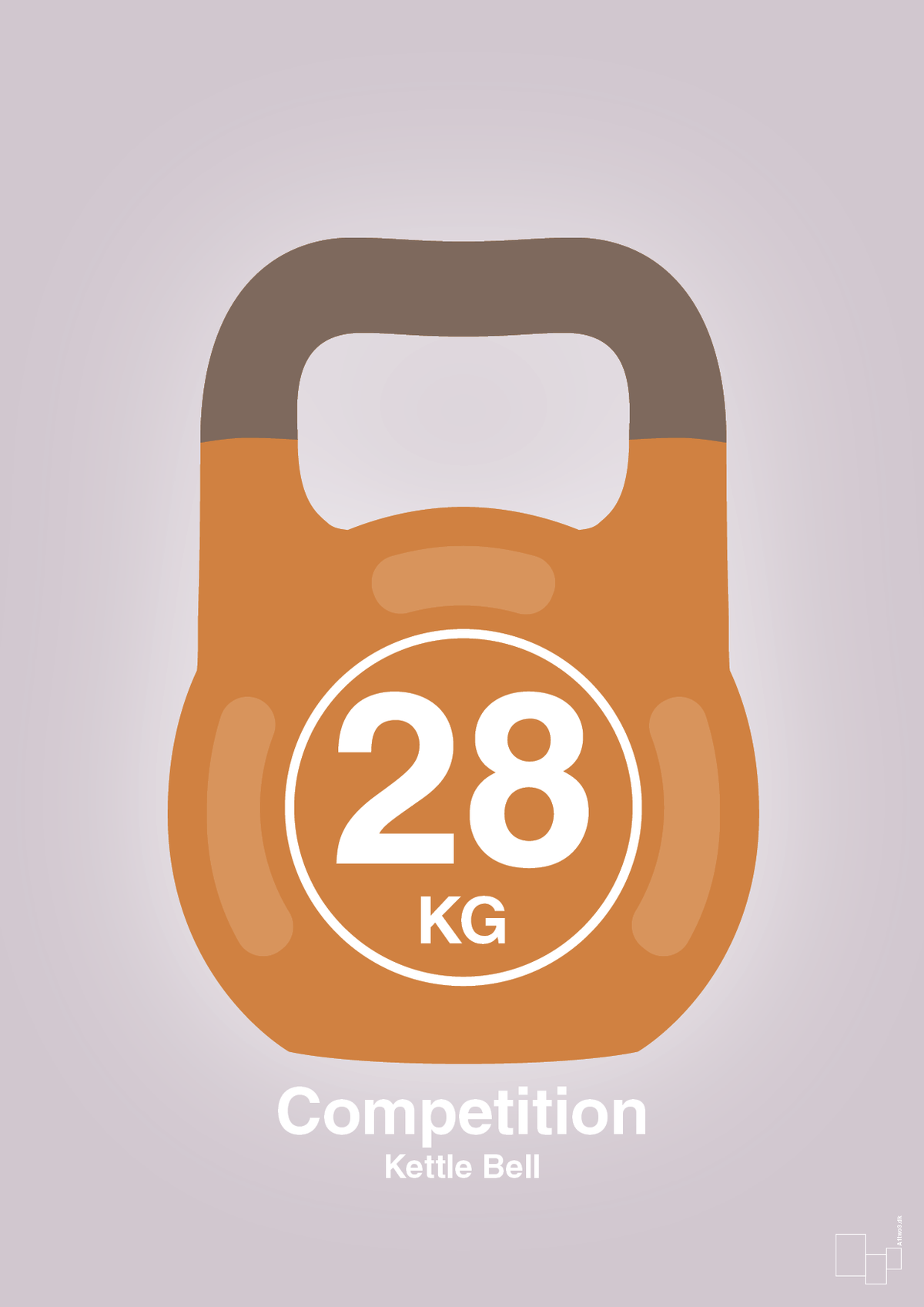 plakat: kettle bell 28 kg - competition color - dusty lilac-Fitness-A1two3