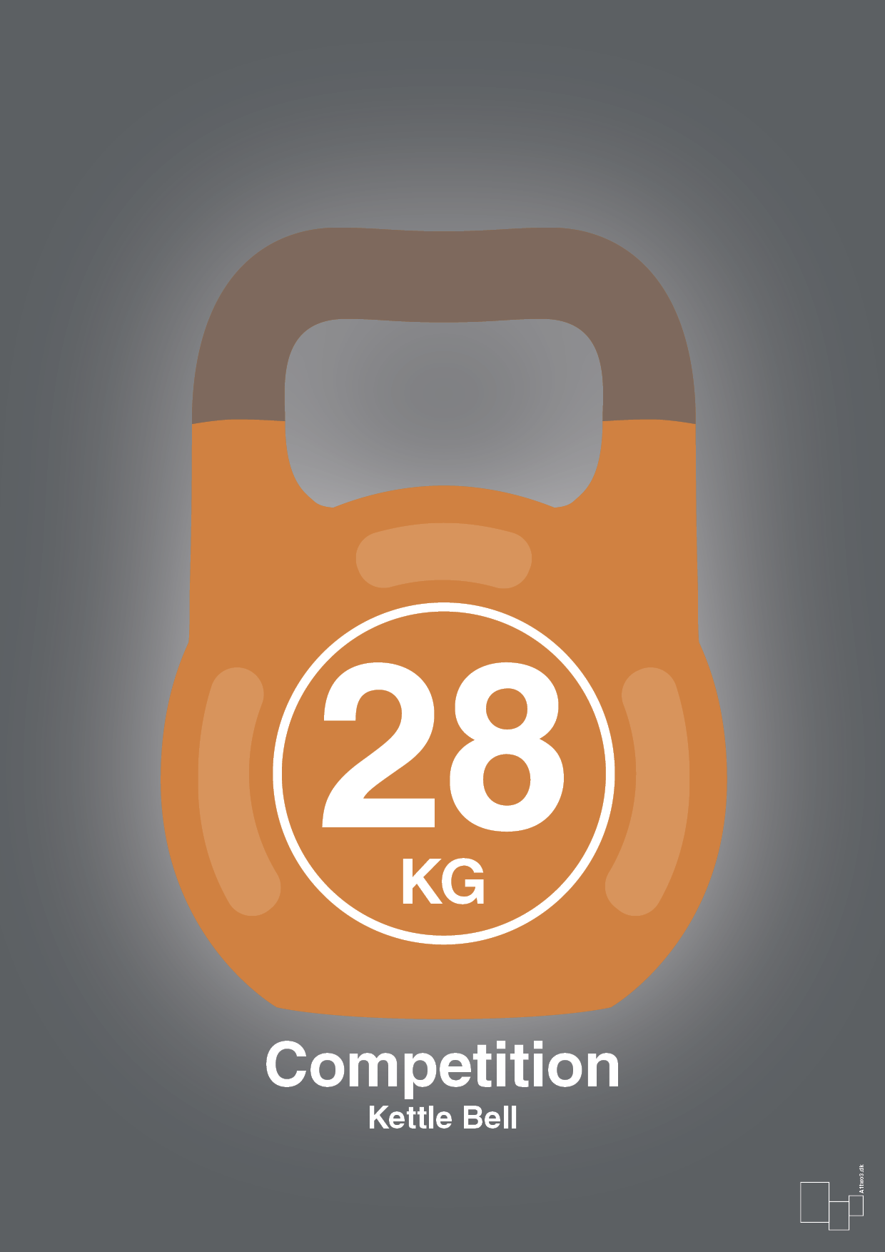 plakat: kettle bell 28 kg - competition color - graphic charcoal-Fitness-A1two3