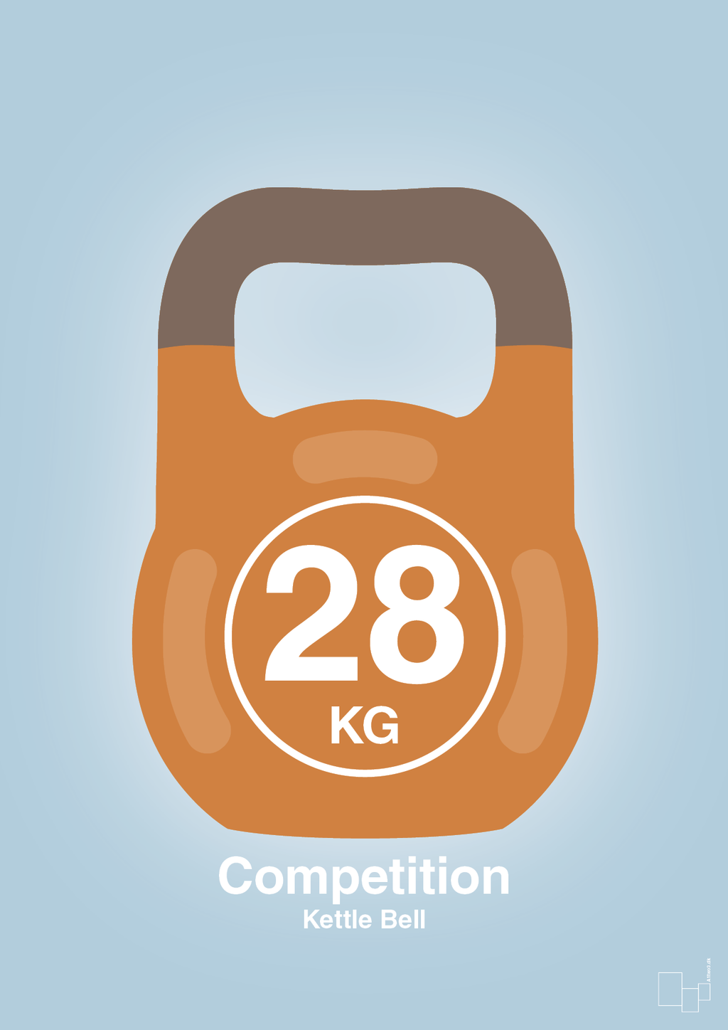 plakat: kettle bell 28 kg - competition color - heavenly blue-Fitness-A1two3