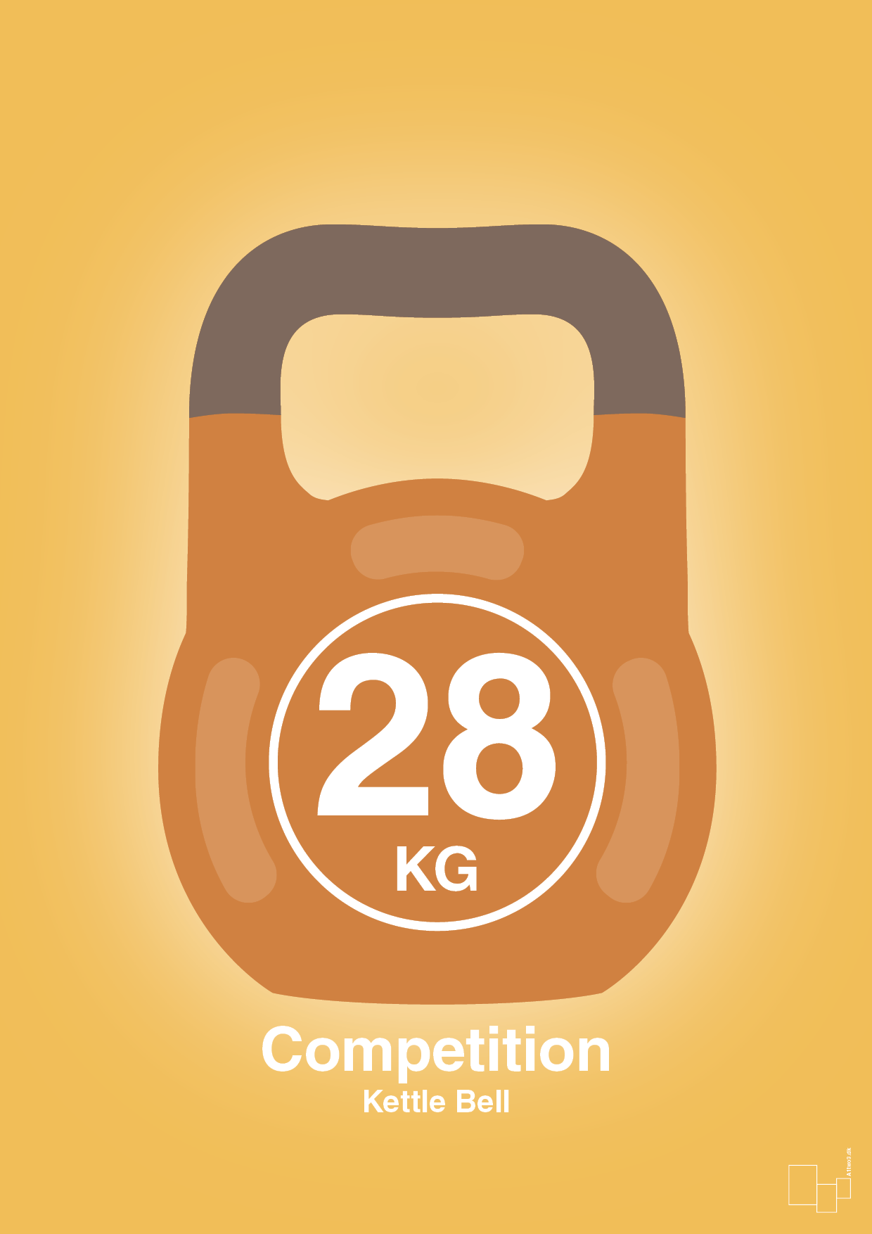 plakat: kettle bell 28 kg - competition color - honeycomb-Fitness-A1two3