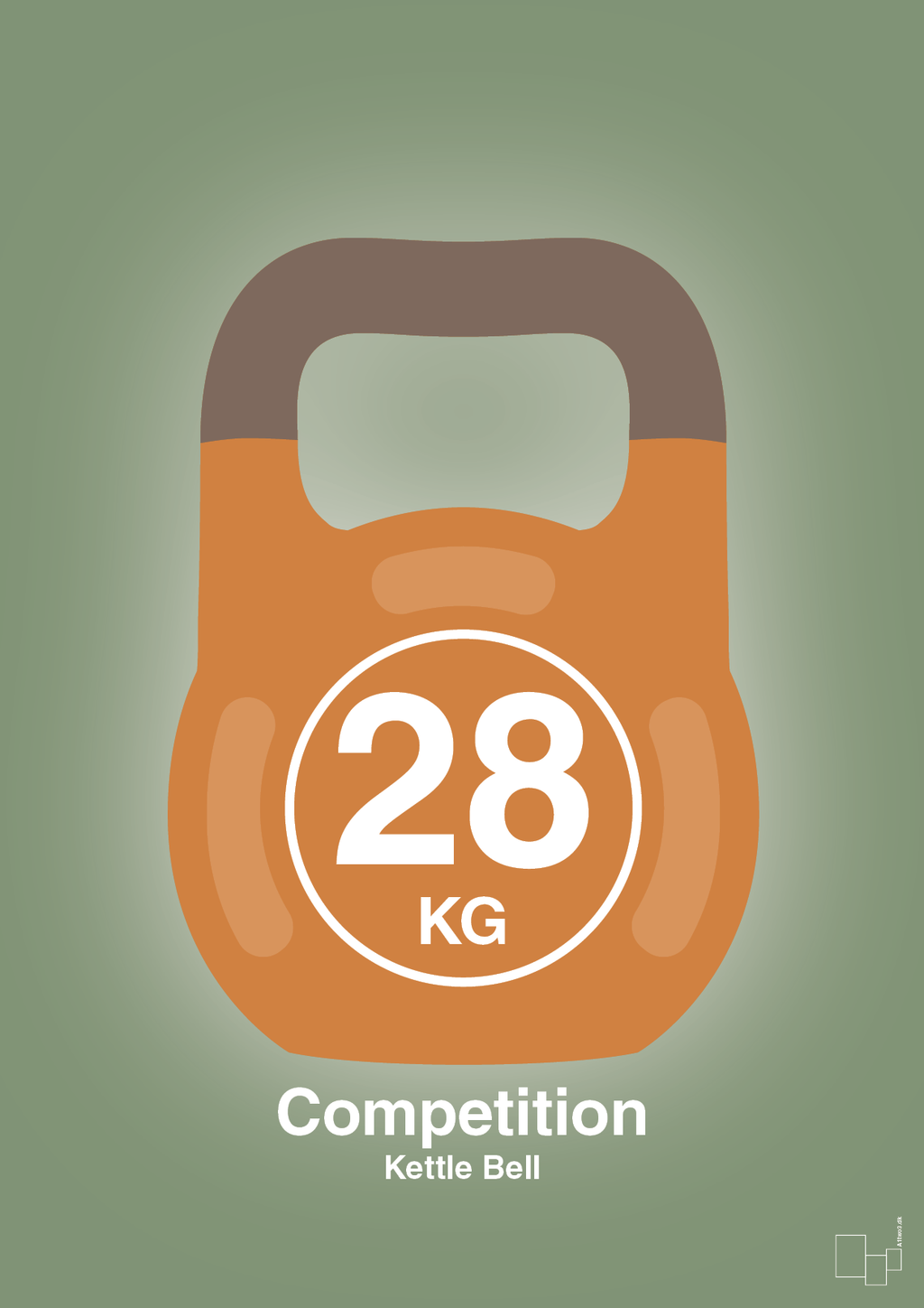 plakat: kettle bell 28 kg - competition color - jade-Fitness-A1two3