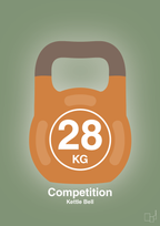 plakat: kettle bell 28 kg - competition color - jade-Fitness-A1two3
