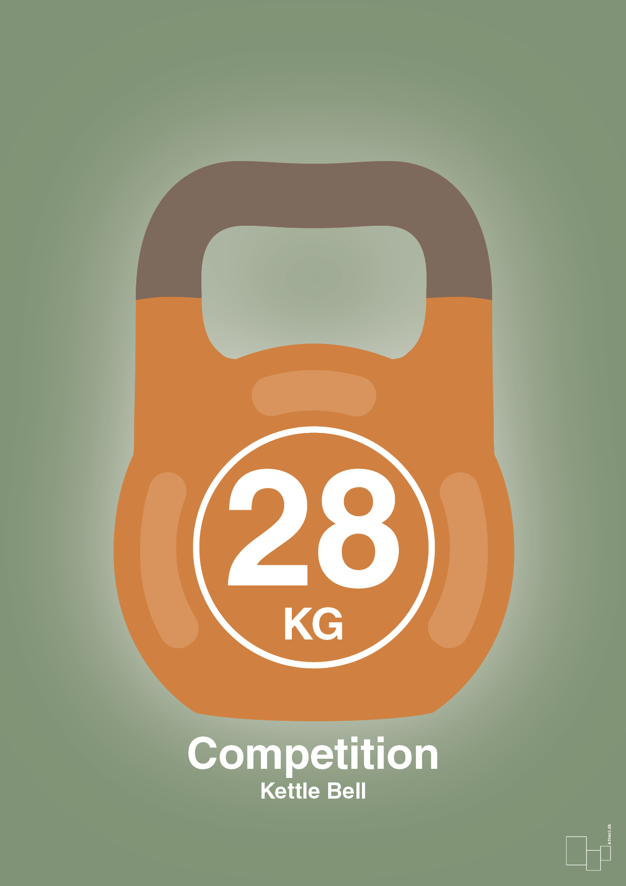 plakat: kettle bell 28 kg - competition color - jade-Fitness-A1two3