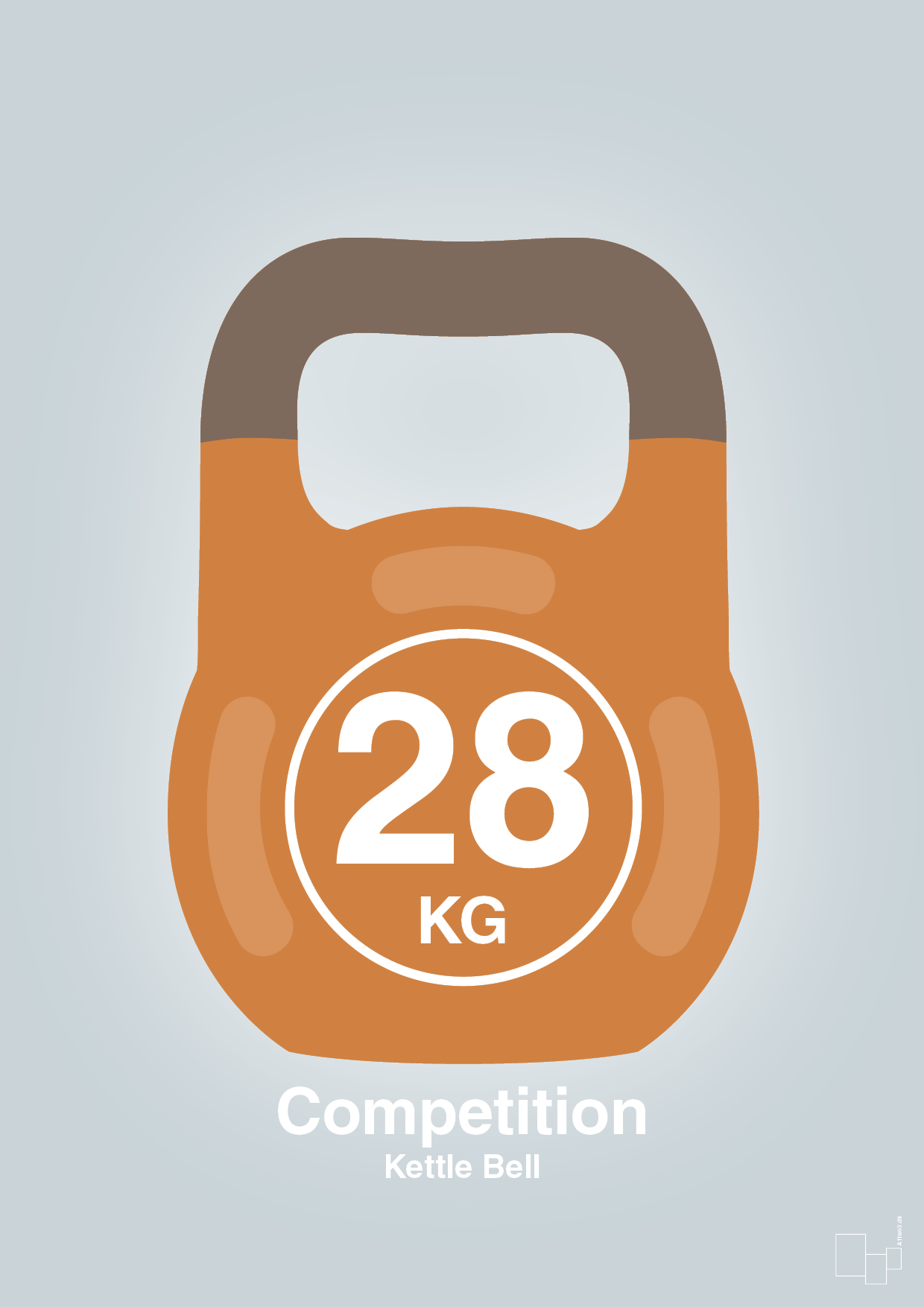 plakat: kettle bell 28 kg - competition color - light drizzle-Fitness-A1two3