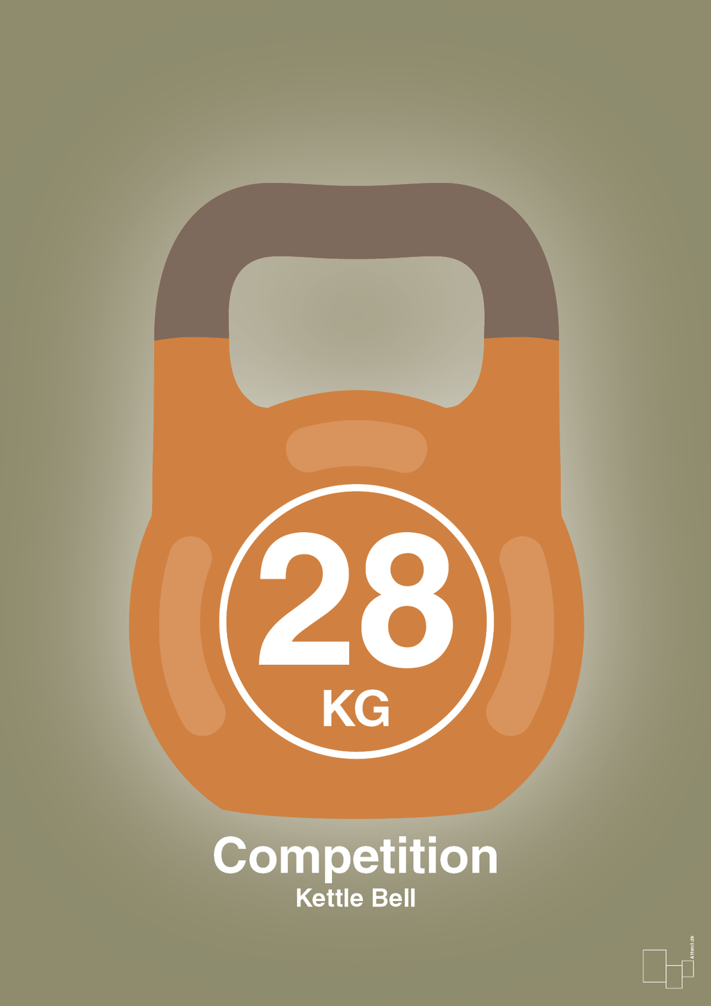 plakat: kettle bell 28 kg - competition color - misty forrest-Fitness-A1two3