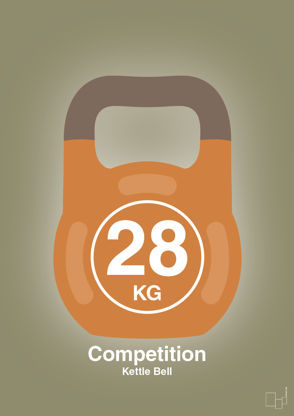 plakat: kettle bell 28 kg - competition color - misty forrest-Fitness-A1two3