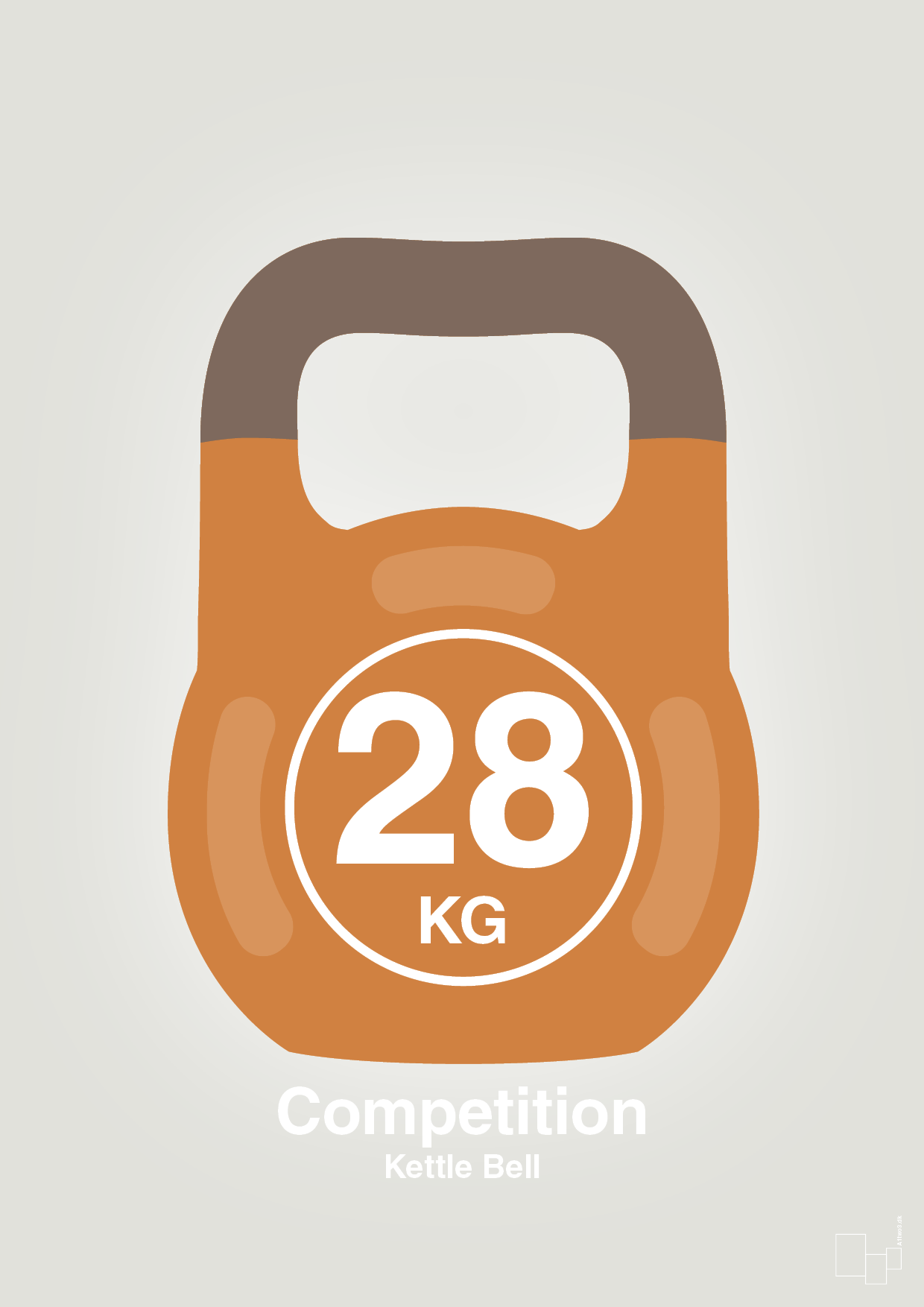 plakat: kettle bell 28 kg - competition color - painters white-Fitness-A1two3