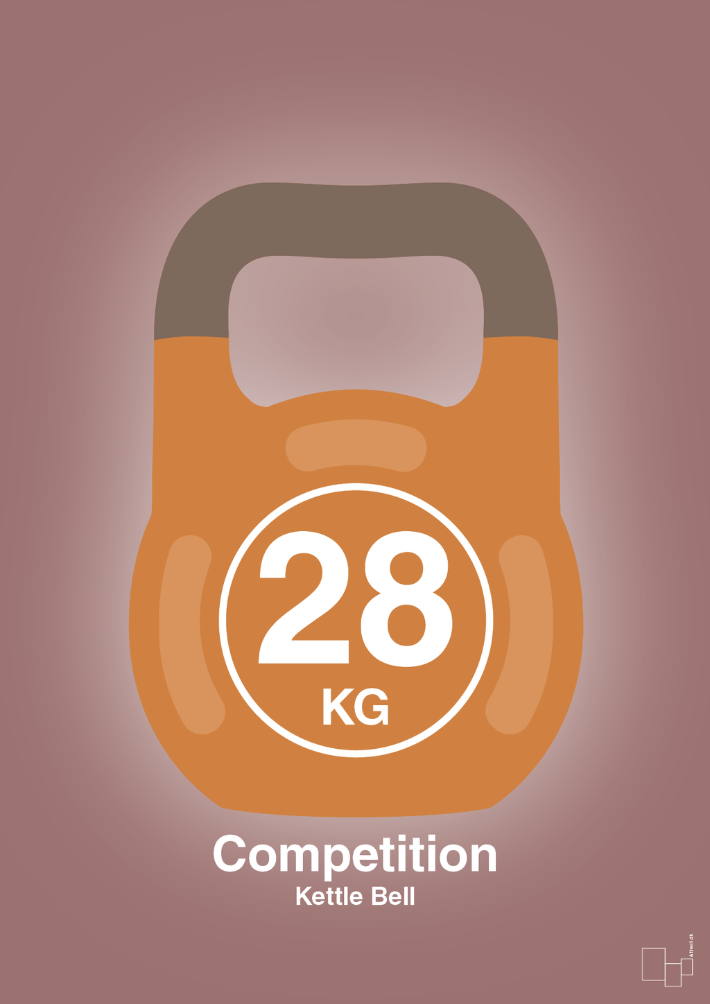 plakat: kettle bell 28 kg - competition color - plum-Fitness-A1two3