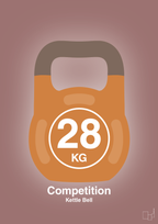 plakat: kettle bell 28 kg - competition color - plum-Fitness-A1two3