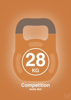 plakat: kettle bell 28 kg - competition color - rumba orange-Fitness-A1two3