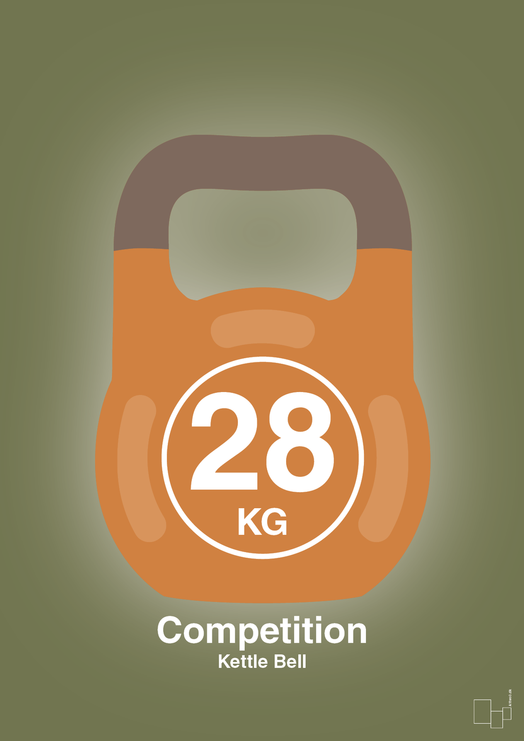 plakat: kettle bell 28 kg - competition color - secret meadow-Fitness-A1two3