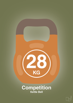 plakat: kettle bell 28 kg - competition color - secret meadow-Fitness-A1two3