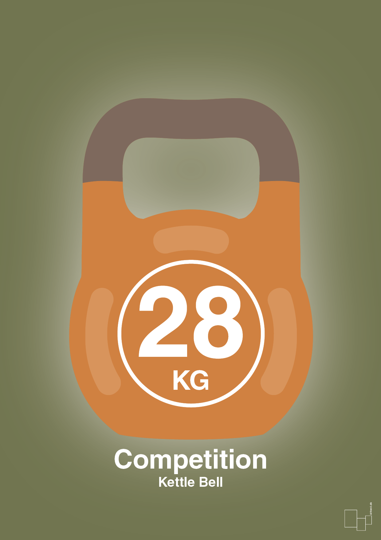 plakat: kettle bell 28 kg - competition color - secret meadow-Fitness-A1two3