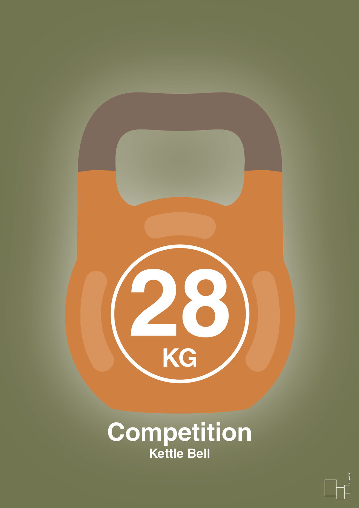 plakat: kettle bell 28 kg - competition color - secret meadow-Fitness-A1two3