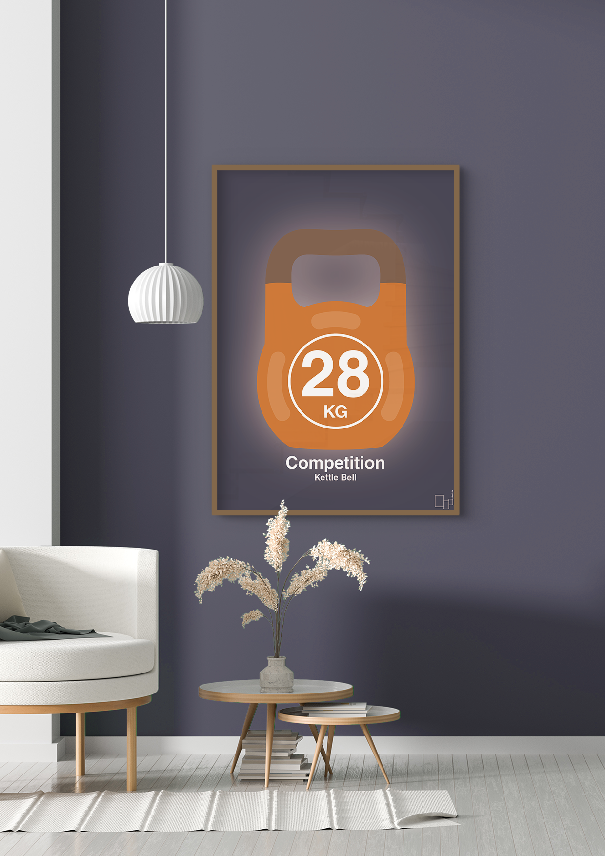 plakat: kettle bell 28 kg - competition color - graphic charcoal-Fitness-A1two3