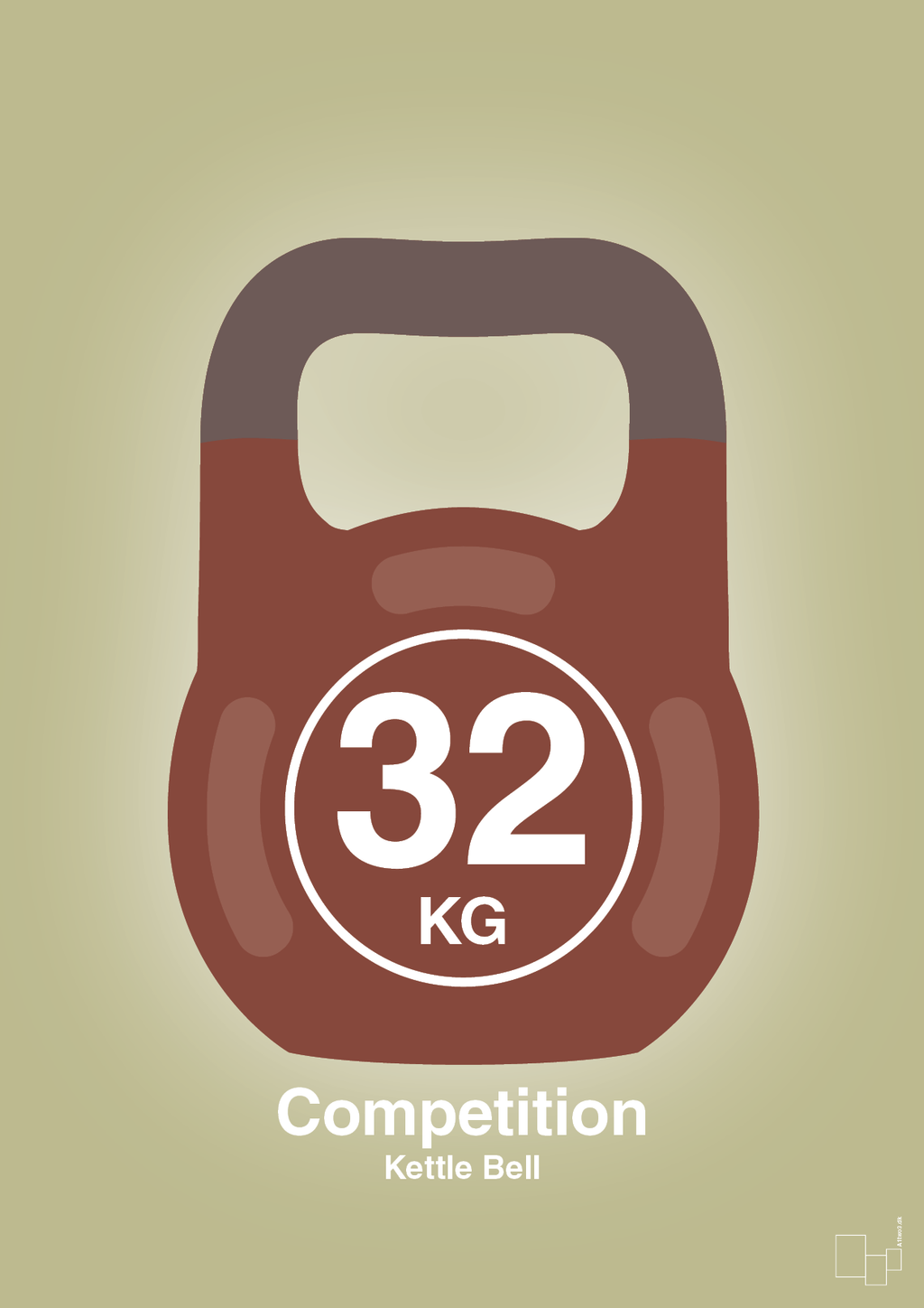 plakat: kettle bell 32 kg - competition color - back to nature-Fitness-A1two3