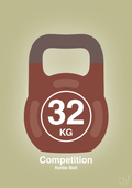 plakat: kettle bell 32 kg - competition color - back to nature-Fitness-A1two3