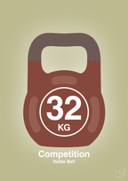 plakat: kettle bell 32 kg - competition color - back to nature-Fitness-A1two3