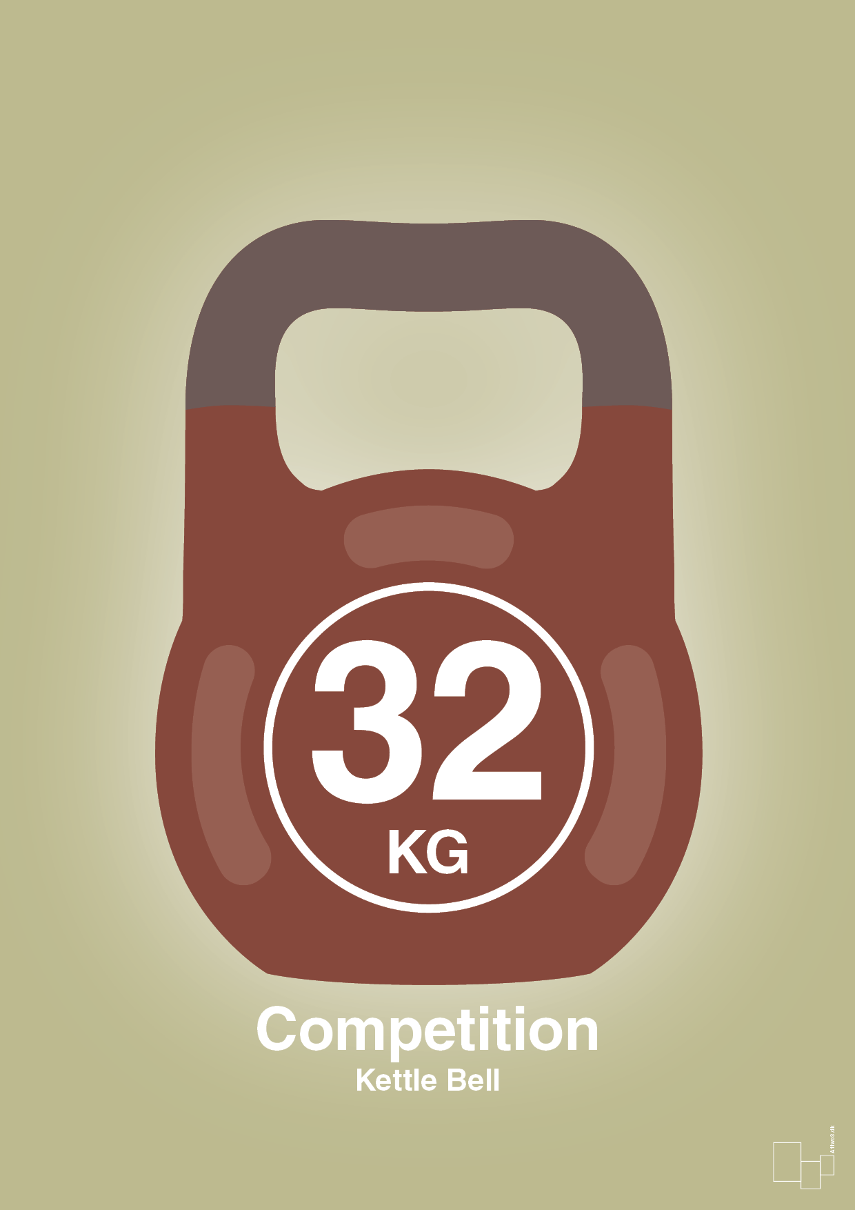 plakat: kettle bell 32 kg - competition color - back to nature-Fitness-A1two3
