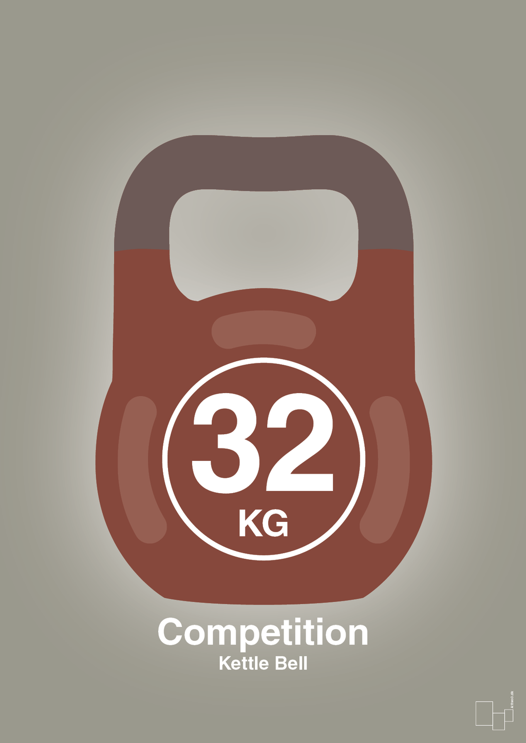 plakat: kettle bell 32 kg - competition color - battleship gray-Fitness-A1two3