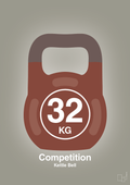 plakat: kettle bell 32 kg - competition color - battleship gray-Fitness-A1two3