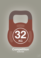 plakat: kettle bell 32 kg - competition color - battleship gray-Fitness-A1two3