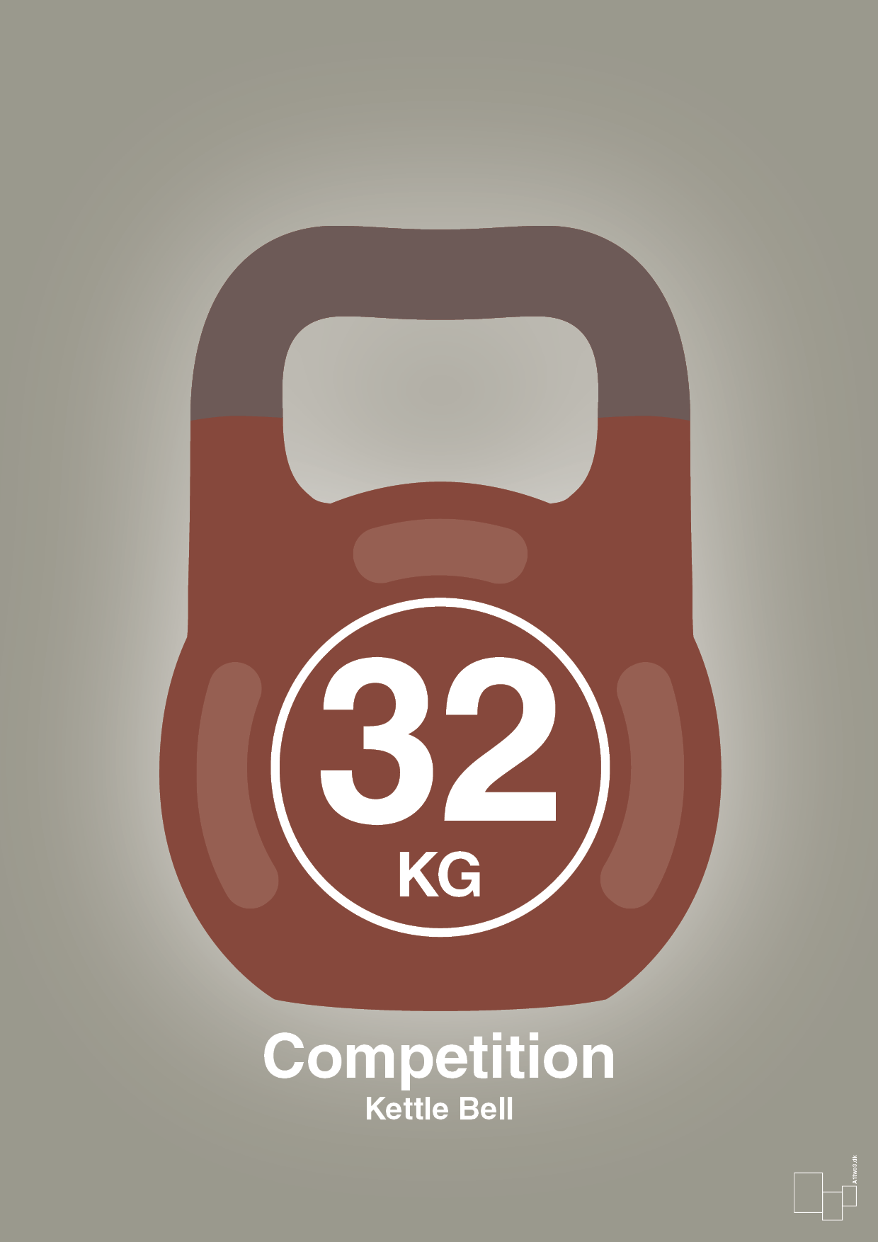plakat: kettle bell 32 kg - competition color - battleship gray-Fitness-A1two3