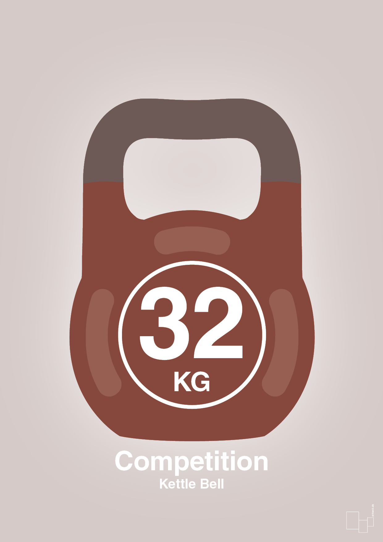 plakat: kettle bell 32 kg - competition color - broken beige-Fitness-A1two3