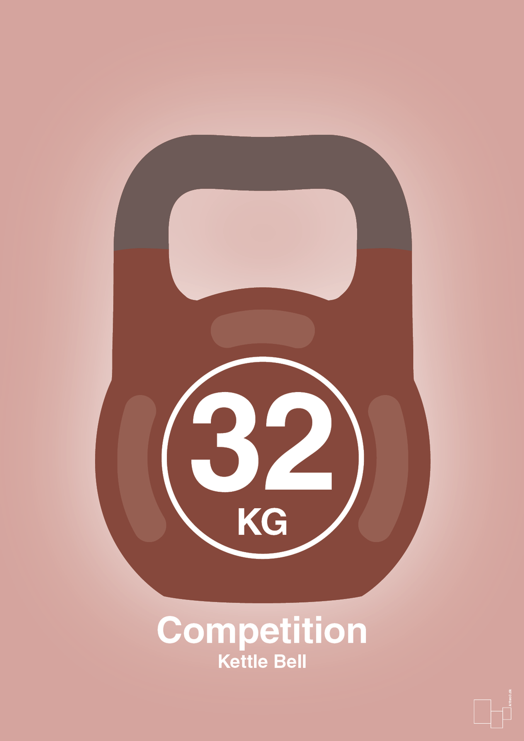 plakat: kettle bell 32 kg - competition color - bubble shell-Fitness-A1two3