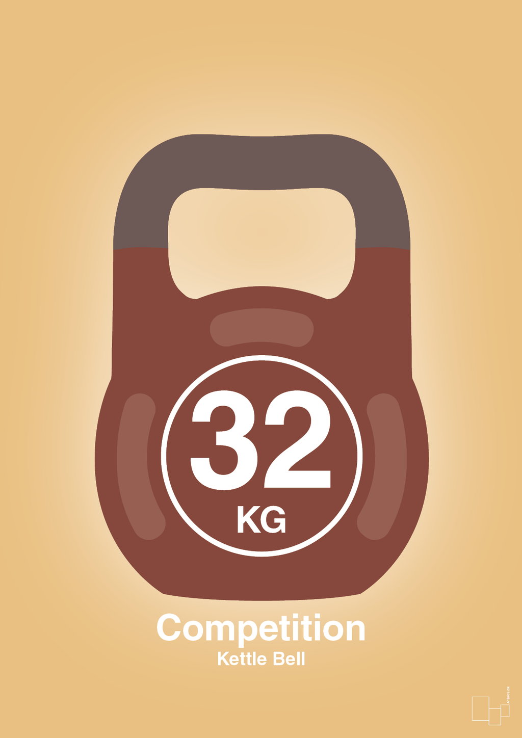 plakat: kettle bell 32 kg - competition color - charismatic-Fitness-A1two3