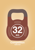 plakat: kettle bell 32 kg - competition color - charismatic-Fitness-A1two3