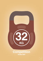 plakat: kettle bell 32 kg - competition color - charismatic-Fitness-A1two3