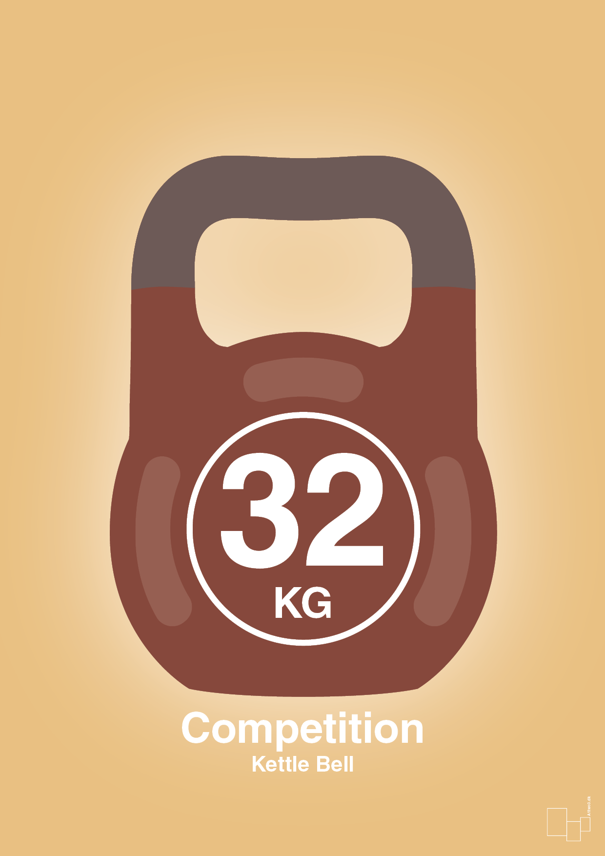 plakat: kettle bell 32 kg - competition color - charismatic-Fitness-A1two3