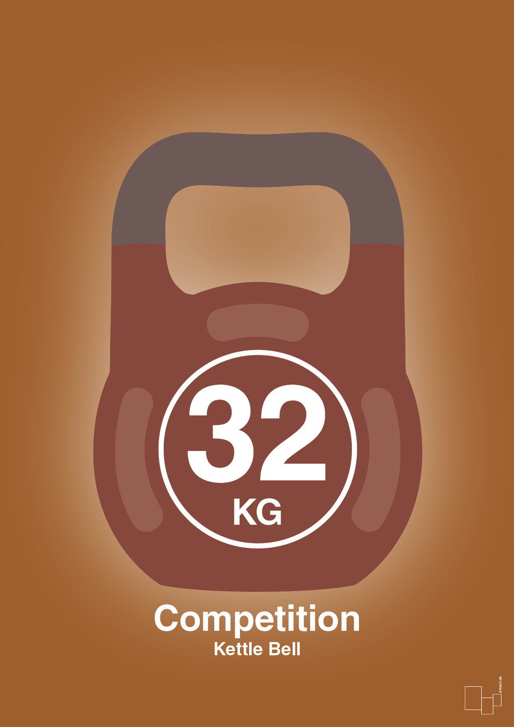 plakat: kettle bell 32 kg - competition color - cognac-Fitness-A1two3