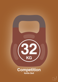 plakat: kettle bell 32 kg - competition color - cognac-Fitness-A1two3