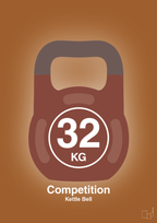 plakat: kettle bell 32 kg - competition color - cognac-Fitness-A1two3